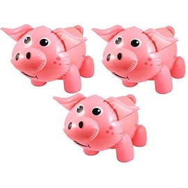 Henbrandt (Pack of 3) Inflatable Pink Pig 55cm Party Supply