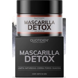 Mascarilla Facial Detox de Carbón Activado - Limpieza Profunda - Absorbe Grasas - Purifica - Disminuye Puntos Negros y Poros - Limpia Impurezas- Arcillas Puras (Kaolin y Bentonita)+ Cera de Arroz+ Extractos Naturales- 94% Ingredientes Naturales- Piel Norm