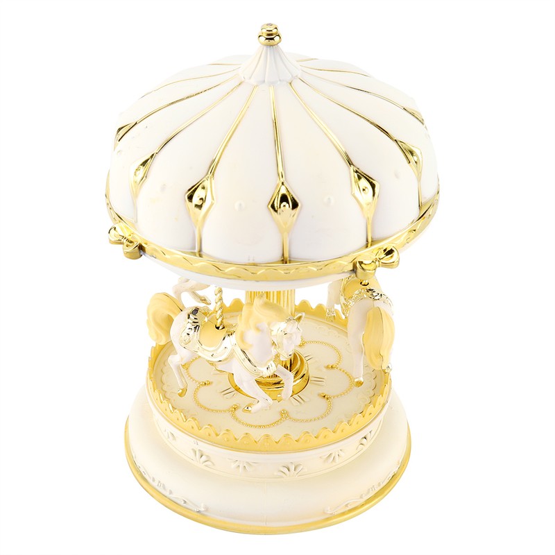 Plastic Romantic Three Horses Carousel Music Box Birthday Kids Anniversary