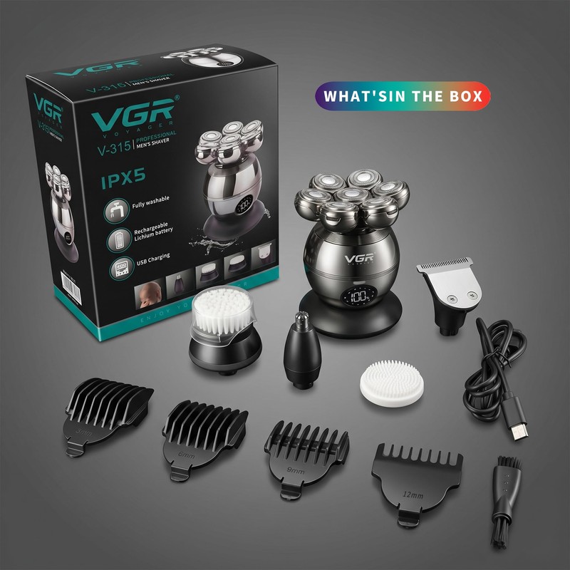 VGR 315 7D Floating Head Shaver for Bald Men with