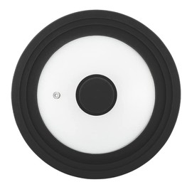 Universal Lid for Pot,Pan,Skillet Fits 6.5",7",8" Cookware Silicon lid Dishwasher Safe, Replacement Lid Vented Tempered Glass with Heat Resistant Silicone Rim By HR Huare Technology, Black,1 Pack