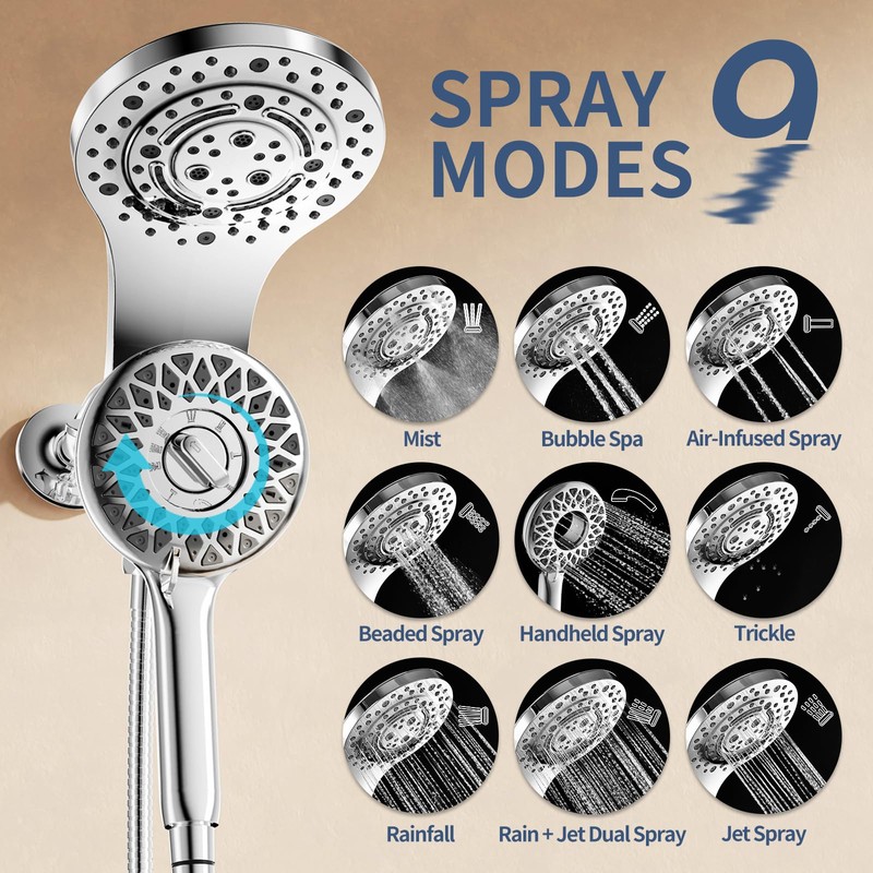 KAIYING Magnetic Rain Shower Head with Handheld Spray Combo, High