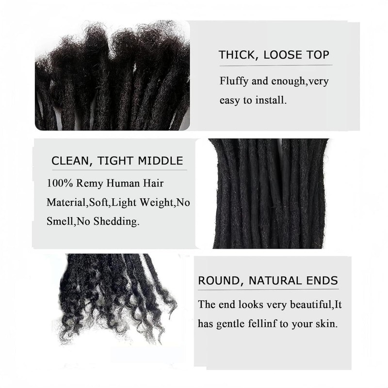 100% Real Human Hair 0.2cm Width 8 Inch Loc extensions