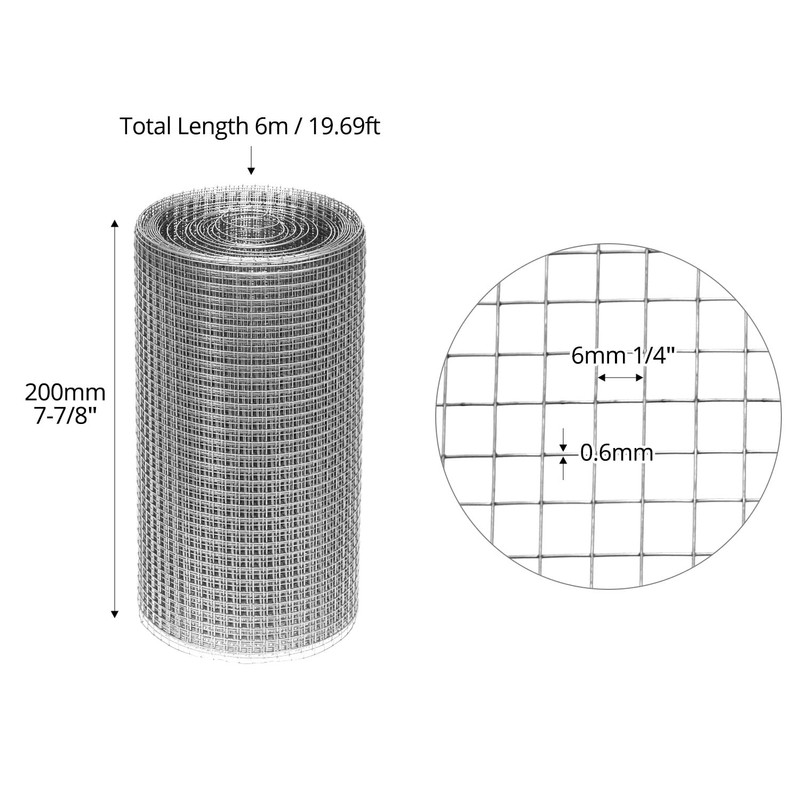 QWORK® 6m x 200mm Rodent Wire Mesh, 304 Stainless Steel