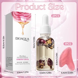 2 x Rose Oil Essential 60 ml, with 1 x Gua Sha Stone, 100% Pure Rose Oil for Face and Skin Care, Organic Rose Oil, Perfect for Aromatherapy and Relaxation, Firming Body Oil