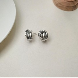 HUGE TOMATO Knotted Stud Earrings with S925 Sterling Silver Pin Gold Plated for Women