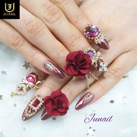 ❗Limited❗ Passion Rose Handmade Nail Tips - Long Ballerina / ❗한정❗ 정열의장미 수제네일팁 - 롱발레리나