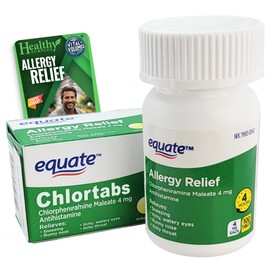 Healthy Surplus Equate Chlortabs - Allergy Relief Chlorpheniramine Maleate 4 mg - 100 Tablets and Vital Volumes Tips Card