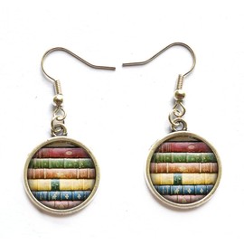 Book Stack Earrings, Library Gifts Earrings, Book Geek, Book Jewelry, Stack of Books, Reader, Writer, Gift, Librarian Jewelry，Q0130