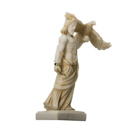 Zeus Greek God Jupiter Thunder Statue Figurine Gold Alabaster 6.3"