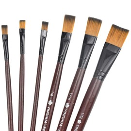 Bezavea 6 Piece Professional Nylon Paint Brush Set for Oil, Acrylic, Watercolor, Gouache and Face Painting Art