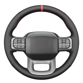 MEWANT DIY Black Smooth Woven Embossed Faux Leather Steering Wheel Cover for Ford F150 Lightning F350 2024 Expedition