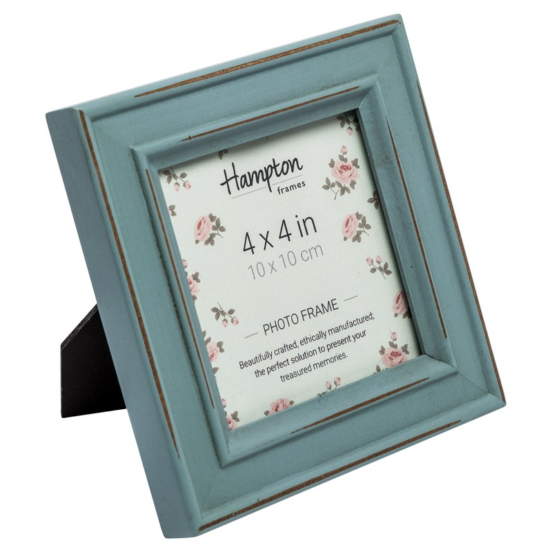 Hampton Frames PALOMA Distressed Square Picture Photo Frame Blue 4x4