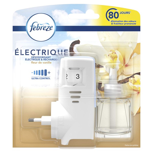 Febreze Electric Air Freshener, 1 Unit (20 ml), Starter Kit, for Elimination and Prevention of Persistent Odours, Vanilla Blossom