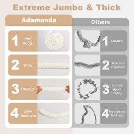 Chunky Yarn for Hand Knitting -Chunky Chenille Yarn, Thick Fluffy Chunky Knit Blanket Yarns, Chunky Yarns for Crocheting & DIY Crafts, 8 Skeins (Cream)