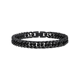 FaithHeart Cuban Link Chain Bracelets for Men, 8mm Width Stainless Steel Black Bracelet Men's Hip Hop Jewelry 7.4 Inch Length