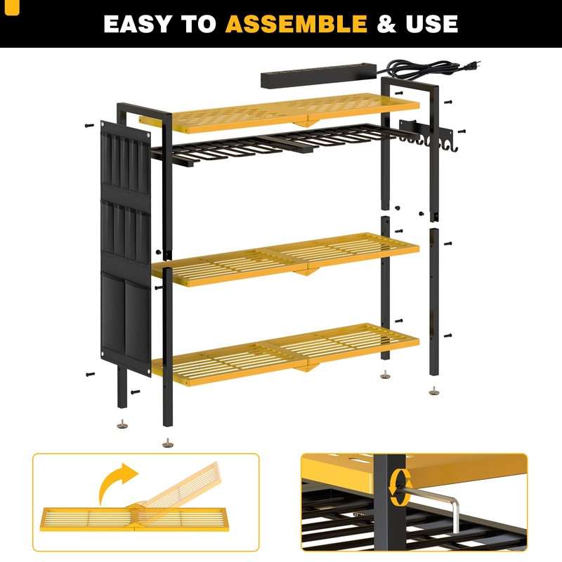 NattyDot Large Power Tool Organizer Cart with Charging Station 8