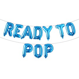 Ready to Pop Balloons Banner,Baby Shower Decoration, Boy or Girl Gender Reveal Pregnancy Announcement Newborn Hatchelorette Party Supplies Decorations (READY TO POP Blue)