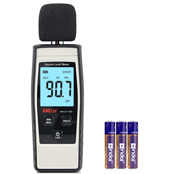 Dezibel Messgerät, XRCLIF Tragbarer Schallpegelmesser, Digitaler Geräuschmesser, Bereich 30-130dB(A) db
