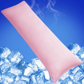 Cooling Body Pillow Case for Hot Sleepers - Body Pillow Cover Cooling Double Side Arc-Chill Q-Max>0.5 Cooling Fiber - Breathable Cooling Body Pillow Cover with Zipper (Pink, 20" x 54")