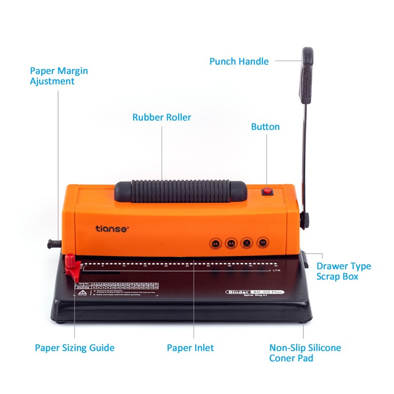 TIANSE Binding Machine, Spiral Coil Binder Machine, Manual Book Maker