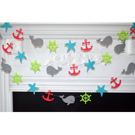 Whale ship wheel anchor starfish baby shower decorations, whale theme nautical decorations, anchor decorations
