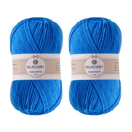 2 Pcs Crochet Yarn, Feels Soft 280 Yards Assorted Colors 4ply Acrylic Yarn for Crochet & Hand Knitting - Sky Blue
