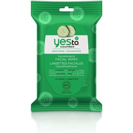 Yes to Cucumbers Soothing Hypoallergenic Facial Towelettes, Travel Size 10 ea (Pack of 2)