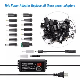 SoulBay Universal AC DC Power Supply Adapter 72W 3V to 24V Output with Adjustable Vol...