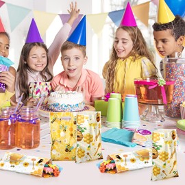 PintreeLand 40PCS Bee Party Favor Bags, Sweet Can Bee Goodie Bag Sunflower Yellow Gift Bags for Birthday Baby Shower Party Decoration Supplies