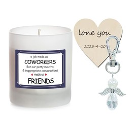 Scented Candles Coworker Gifts Angel Keychain for Women Men - Funny Coworker Gifts Coworker Leaving Gift - Funny Birthday Christmas Friendship Going Away Gifts for Friends Coworkers, Work Bestie
