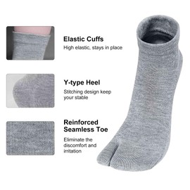 Hellomamma Women's Tabi Flip Flop Socks Two Toe Split Athletic Cotton Colorful Ankle Sock 4pairs