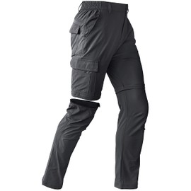 Mens Hiking Convertible Pants Waterproof Lightweight Quick Dry Zip Off Fishing Travel Safari Outdoor Cargo Work Trekking Trousers Grey 30