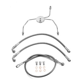 Mofun 51" Upper and Lower Hydraulic Brake Line Non-ABS Compatible with Harley Touring Road Glide Road King 1999-2007, Fit Electra Street Glide 1996-2007, Fit 10"-12" Handlebar, Black
