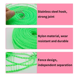 WisePoint 2pcs Windproof Travel Clothesline, 16m Plastic Portable Washing Line Travel Laundry Line with 2 Hooks, Portable Fence Style Non Slip Clothes Line Ropes Outdoor Clothesline (blue)