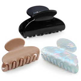 Bgffuy Medium Hair Claw Clips for Women & Girls - Suitable Thin or Thick Hair, Non-slip Jaw with Strong Hold for Hair Clips - French Barrettes Stylish Hair Accessories (Blue, Brown, Black)