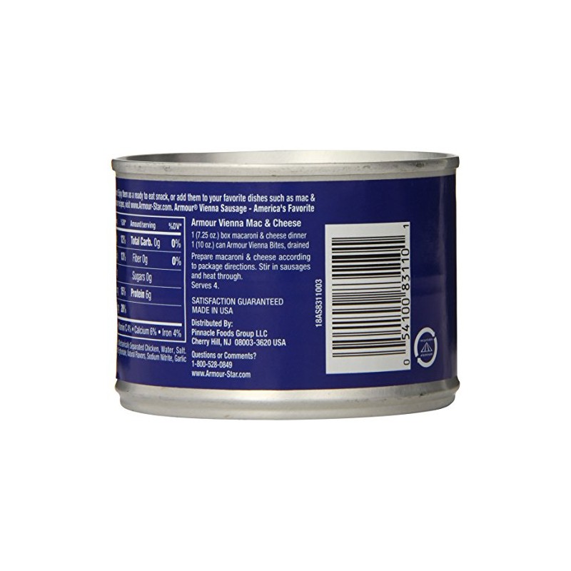 Armour Star Chicken Vienna Sausage Bites, Canned Sausage, 10 OZ