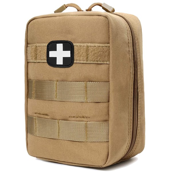 First Aid Pouch EMT IFAK Medical Pouch, Tactical MOLLE Utility Pouch (Tan)