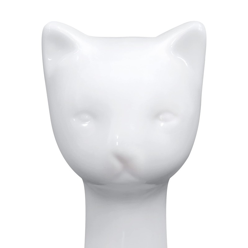 Allure Home Creation White Cat 2-Piece Toilet Brush Holder and