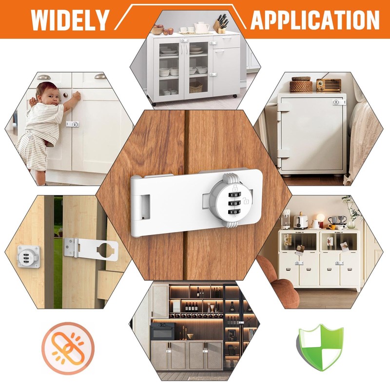 Keyless Cabinet Lock with Combination, Locker Code Lock with 3-Digit