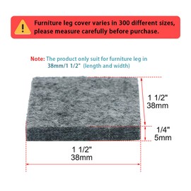 sourcing map 24pcs Furniture Pads Square 1 1/2" Self-stick Non-slip Anti-scratch Felt Pads Floors Protector Gray