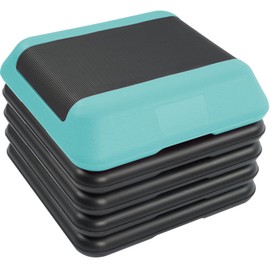 Aurorafy Step Aerobic Platform with 5 levels Adjustable Height, 4 Stackable Risers, 16 Inch Fitness Training Exercise Step, Workout Stepper for Home Gym, Cardio Strength, Black/Blue