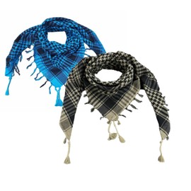 Elu Shemagh Cotton Military Tactical Desert Keffiyeh Head Neck Arab Scarf Face Wrap(set of turq and beige