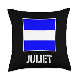 ICS Nautical Signal Flag Alphabet - Letter J Juliet Throw Pillow