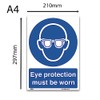 Eye Protection Must Be Worn Sign - A4 1mm Rigid