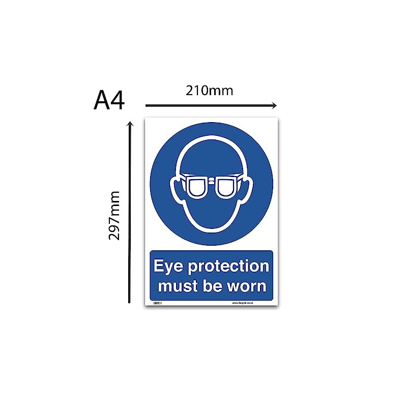 Eye Protection Must Be Worn Sign - A4 1mm Rigid
