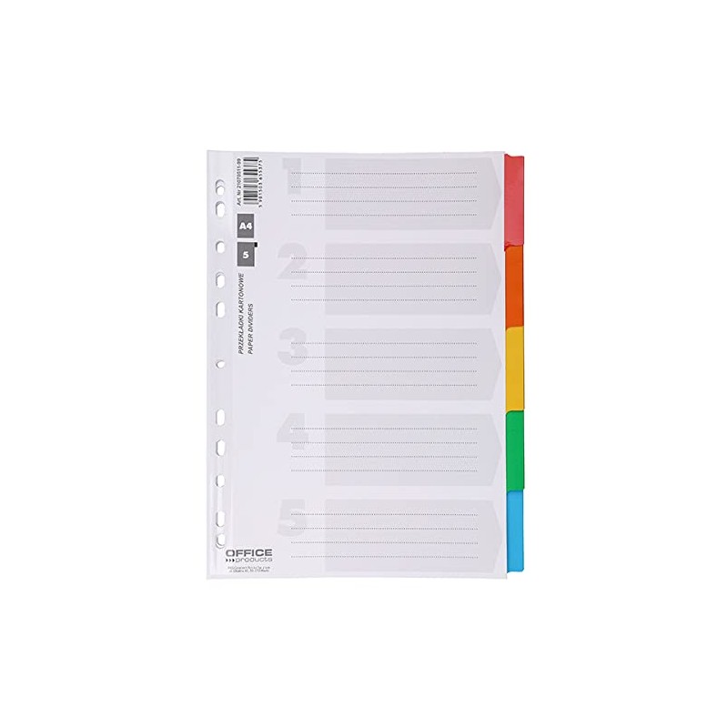 Office Products Dividers Cardboard Index 5 Pieces / 5 +
