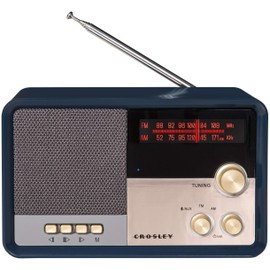 Crosley CR3036D-NV Tribute Vintage AM/FM Bluetooth Radio, Navy