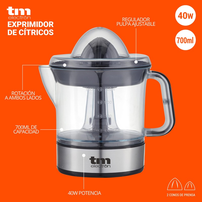 TM Electron TMPEX005 Electric Citrus Juicer with Jug 700ml, 2