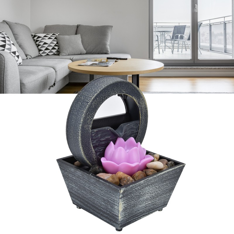 3V USB Plastic Flower Water Fountain LED Tabletop Fountain with